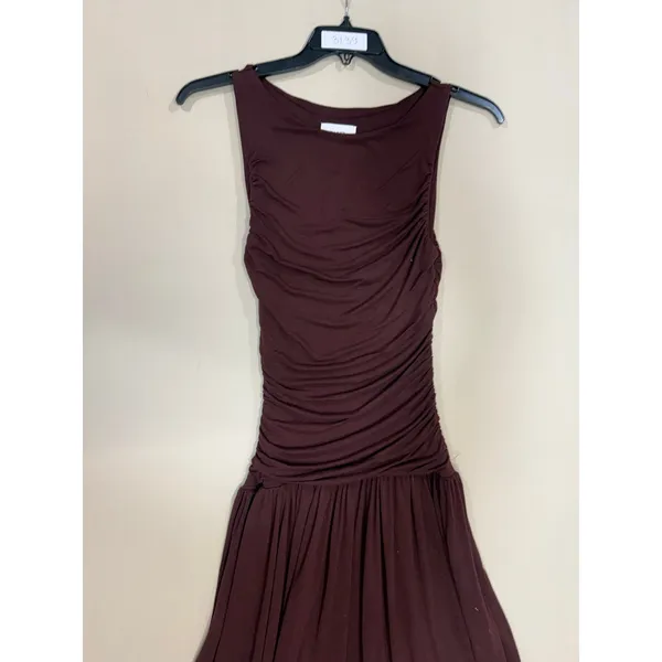 Summer Away Patmos Dark Walnut brown ruched maxi dress XS - Image 3