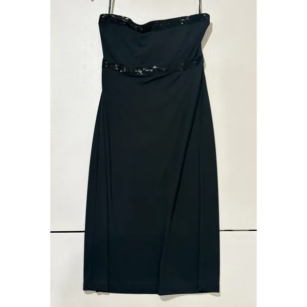 VTG The Limited Y2K Dress Sz S Black Beaded Strapless Empire Waist Party Dress - Image 2