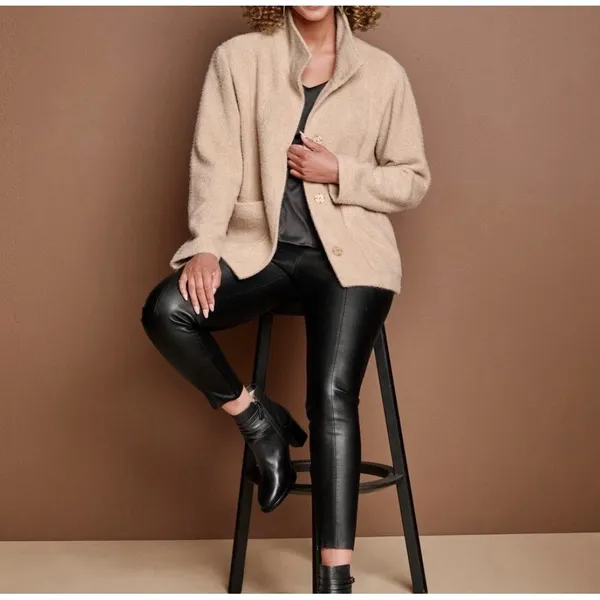 Johnston & Murphy Eyelash‎ Coat Jacket $179 Camel Textured Cozy Academia City - Image 8