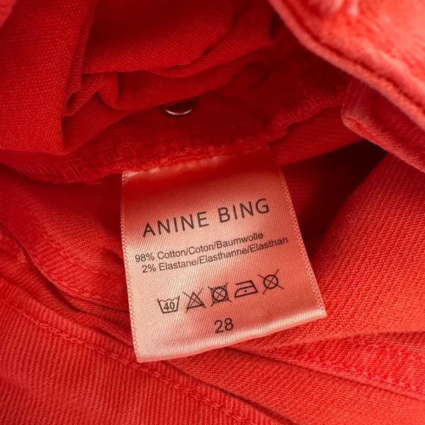 Anine Bing Denim Jeans Button Fly High Rise Orange‎ Peach Women's Size 28 - Image 9