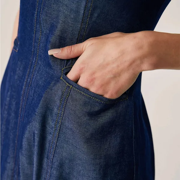 RIHAOS Blue Sleeveless Pocket Mini Dress 47 - Image 3