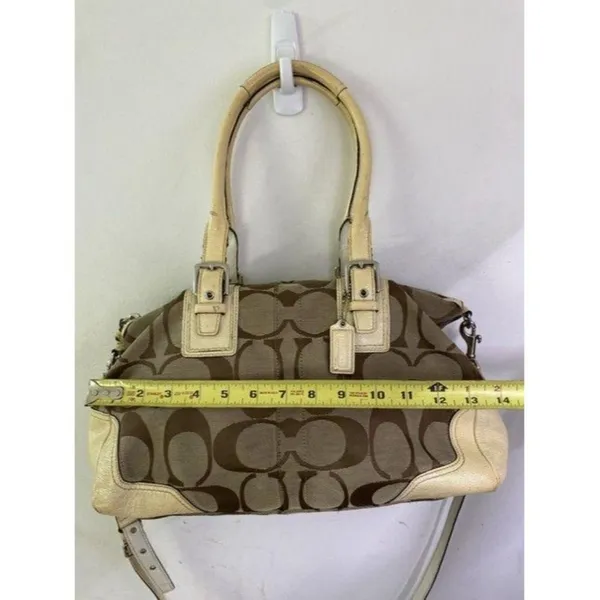 coach bag cream black fabric tote - Image 5