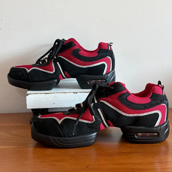 Leos Meg Wave Red Black Split Sole Dance Sneakers Jazz Hip Hop‎ Shoes Womens 8 - Image 2