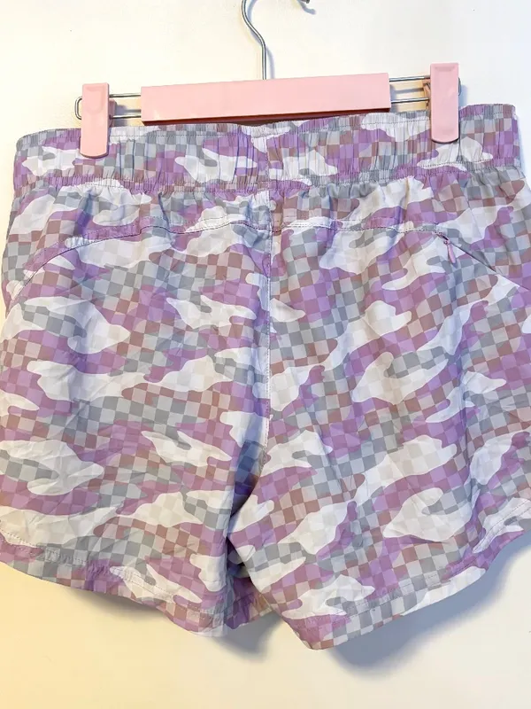 Athletic Works Gym Workout Running Shorts Purple Grey Digital Camo Womens Medium - Image 2