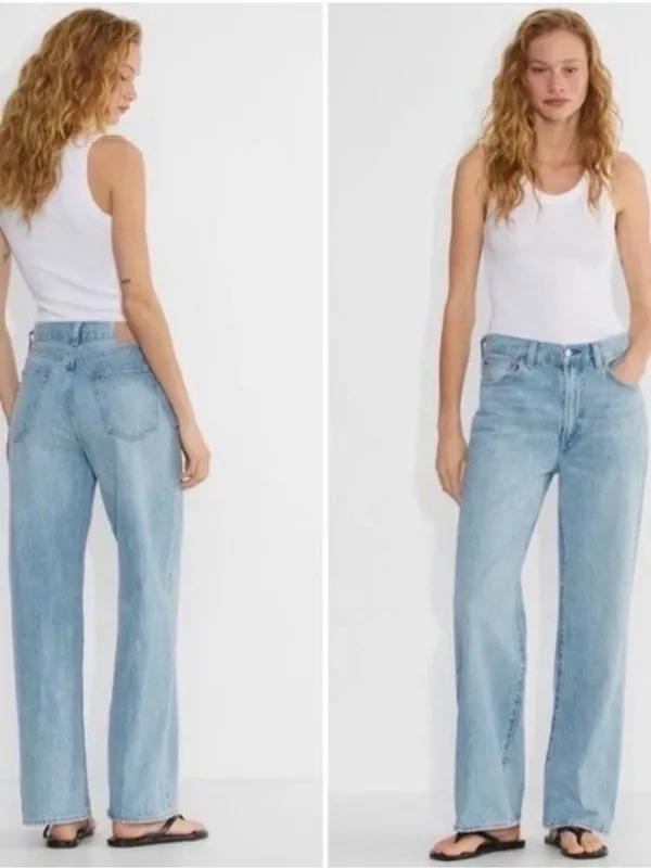 Aritzia Denim Forum The Farrah Hi-Rise Wide Leg Jeans Light Wash Size 29 - Image 2