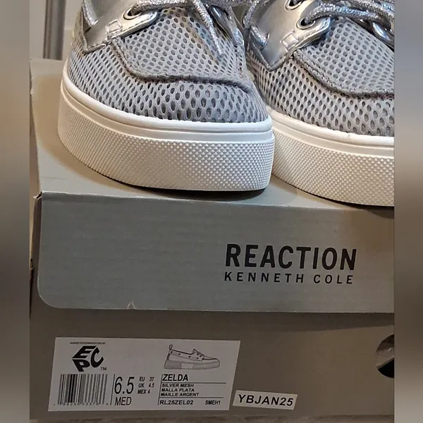 Kenneth Cole Reaction Silver Mesh Platform Lace-Up Sneakers - Image 10