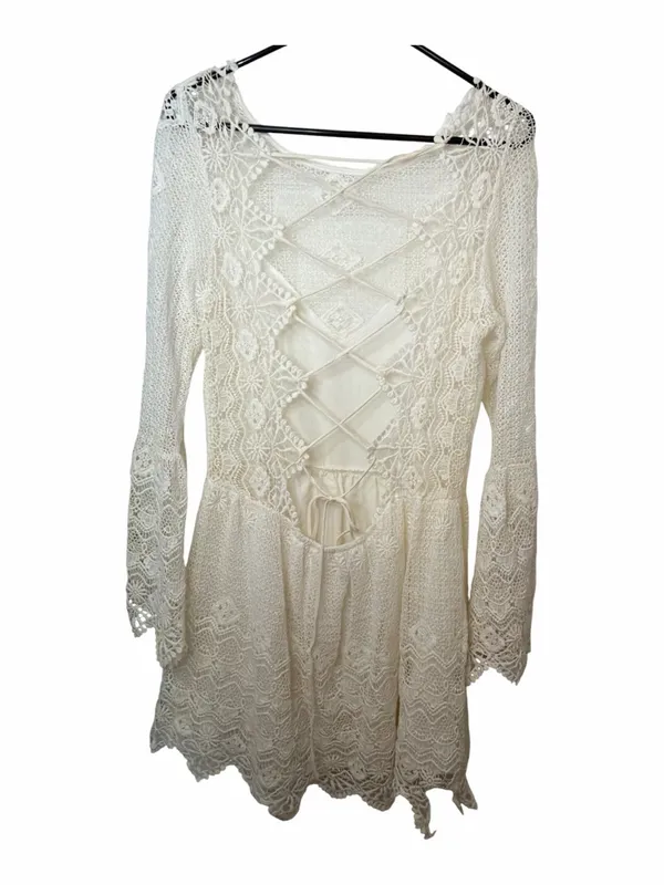 Jen's Pirate Booty Everlasting Backless White Lace Mini Dress - Image 3