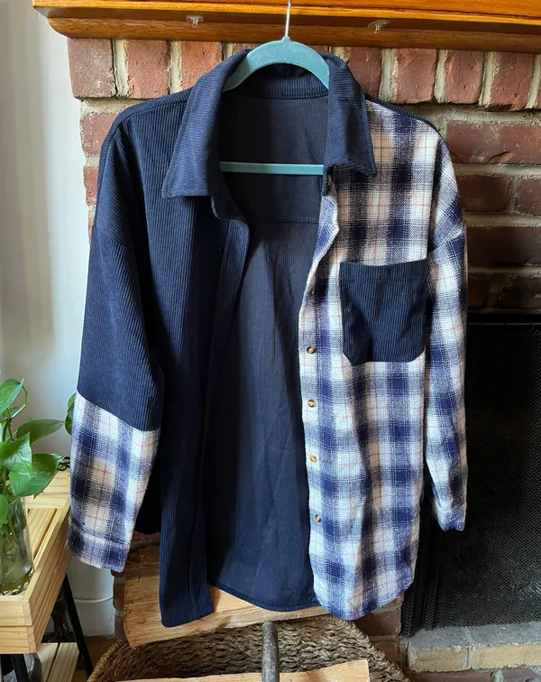 Amazon Navy Contrast Shacket - Image 3