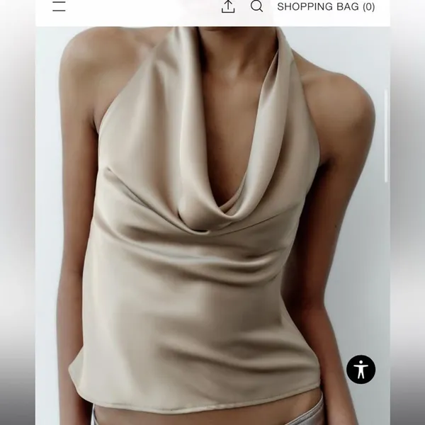 Zara gold backless halter cowl neck top - Image 6