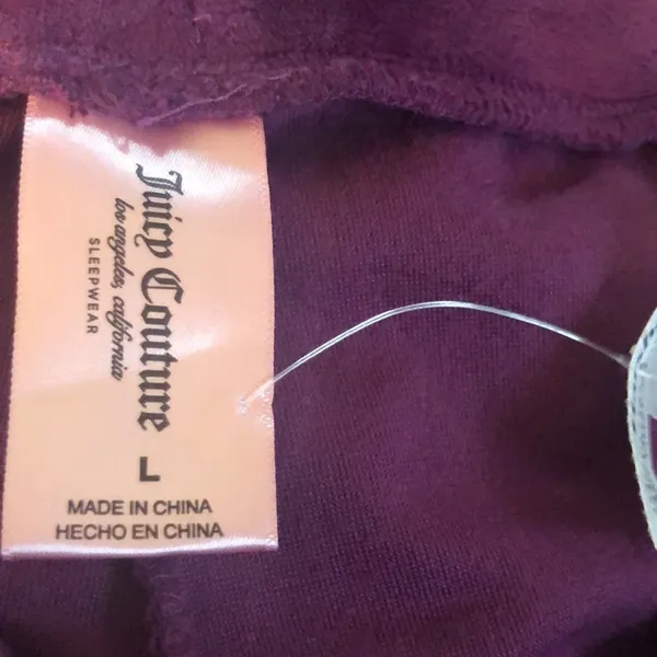Juicy Couture Soft Velvet Bling Top & Jogger Lounge Set Sz L Purple Embellished - Image 5