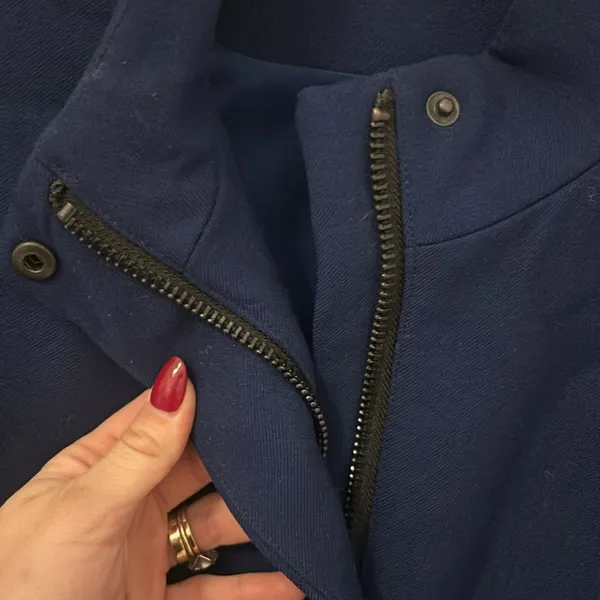 Blue long wool blend pea coat winter jacket! Size 6R! - Image 6