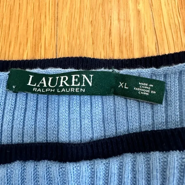 lauren ralph lauren sweater Ribbed Boat Neck Striped Women’s Size XL Bl…​ - Image 3