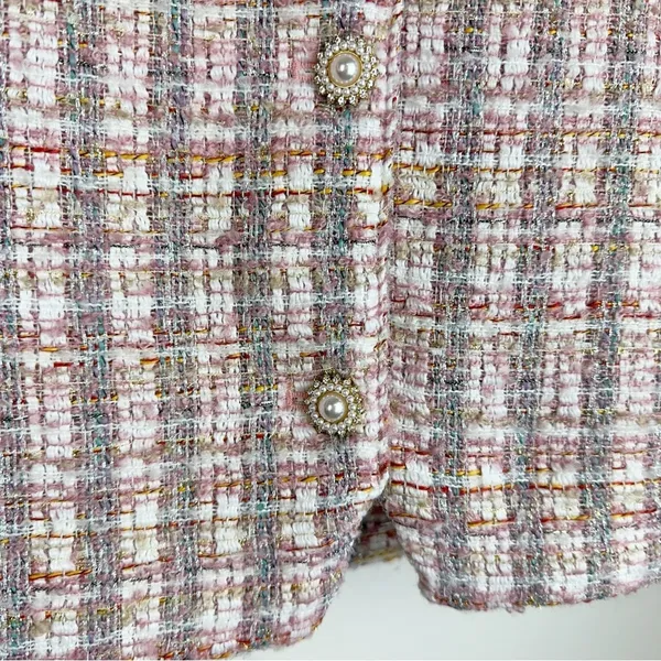 NWT House of Harlow 1960 Pixie Dust Tweed Pink Top and Mini Skirt Set - Image 5