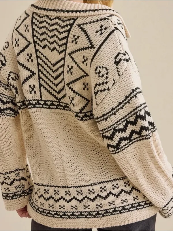NEW Altar’d State Ivory & Black Knit Cardigan Sweater Size XL NWT - Image 2