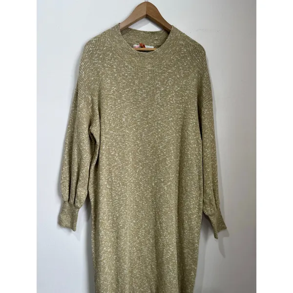 Free‎ People Hatteras Sweater Midi Dress Sulfur Size M Oversized Cotton - Image 5