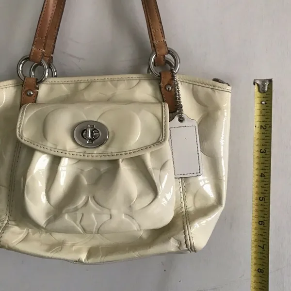 COACH Cream Leather All Over Logo Handbag - Image 4