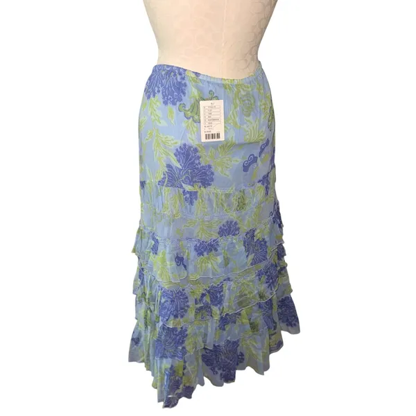 Fei Anthropologie Floral Tiered Ruffle Maxi Skirt Prairie Boho Women Size L NWT - Image 5