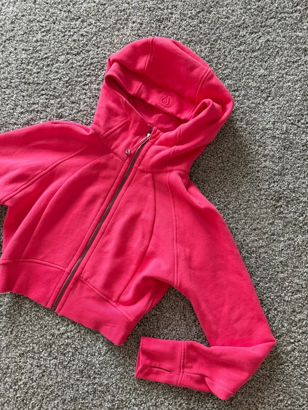 Lululemon Scuba Full-Zip Cropped Hoodie Lip Gloss Size 4 - Image 3