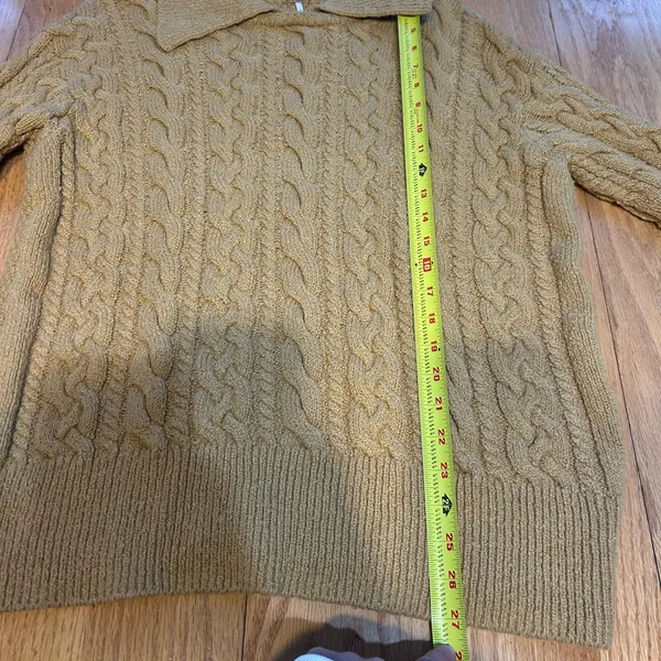 Free People Mustard Yellow Cable Knit Collared Pullover Sweater Women's Size XS‎ - Image 7