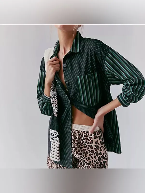 Free People Intimately Milk & Cookies Oversized Button Down Shirt Size Small - Image 2