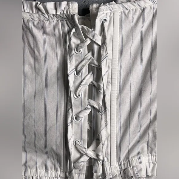 EDIKTED Pinstriped Ruffle Corset Top in size XS. - Image 5