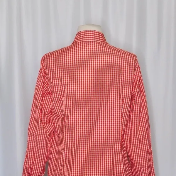 LILLY PULITZER Red White Blue Gingham Plaid Ruffled Buttondown Top Blouse Size 6 - Image 7