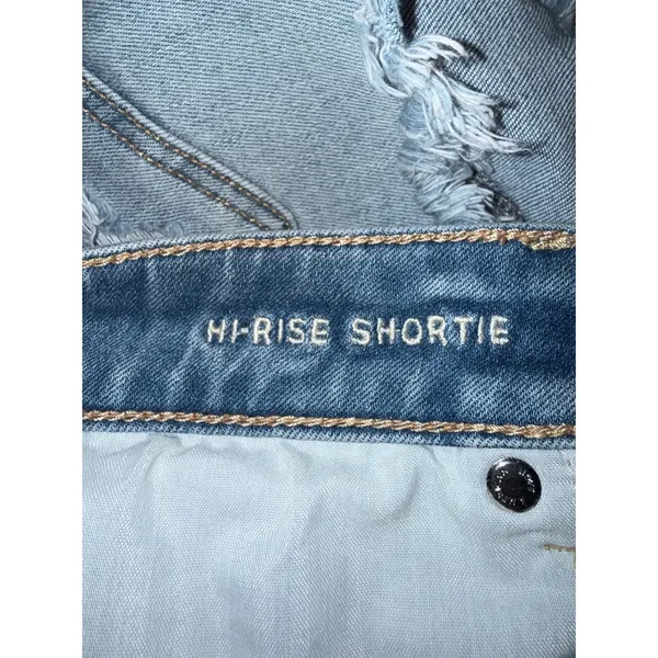 American eagle outfitters hi rise shortie denim jean shorts distressed size 10 - Image 3