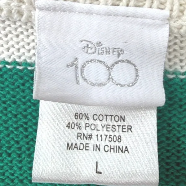 Disney Cardigan Women L White Striped Knit Mickey‎ Mouse Disney 100 Anniversary - Image 2