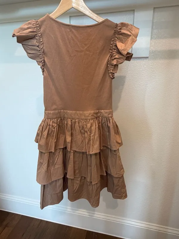 Rachel Parcell Brown Ribbed Ruffle Tiered Mini Dress - Image 4
