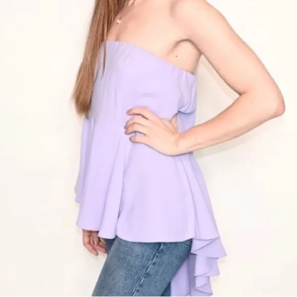 Amanda Uprichard Strapless Lavender Flowy Ruffle Top Size Large NWOT - Image 6