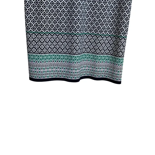 Max Studio Geometric Print Collared Dress Navy White Green Purple‎ Size L - Image 3