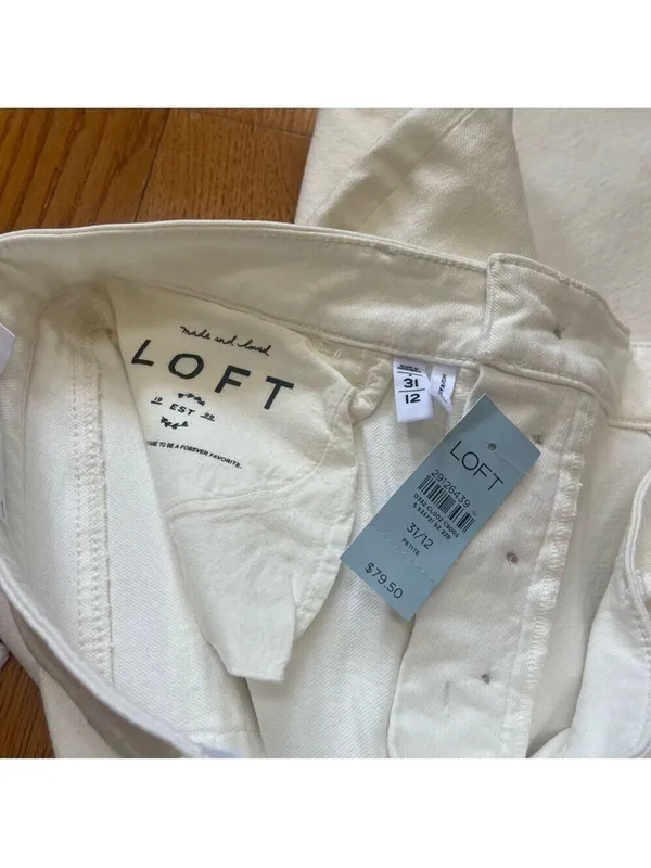 Ann Taylor LOFT High Waist Wide Leg Crop Jeans White Size 12P/31 - Image 12
