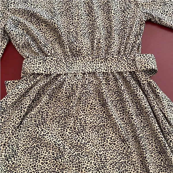 Melloday Midi Dress Small Animal Print Belted Shirt Dress Career Office Work - Image 7