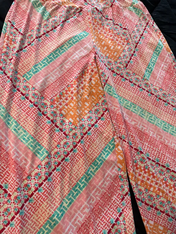 {CATO} Silky Wide Leg Printed Palazzo Pants - Pink Multicolor - Image 2