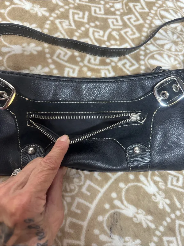 Nine West Black Shoulder Bag with Silver Hardware - Image 9