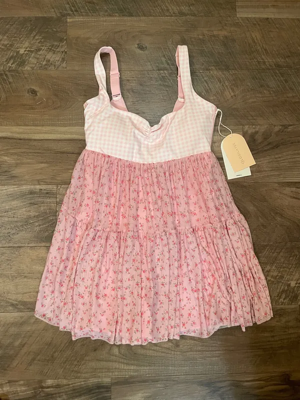 NWT! Popflex Target X Blogilates Sweetheart Babydoll Dress Gingham/Floral Size Small - Image 4