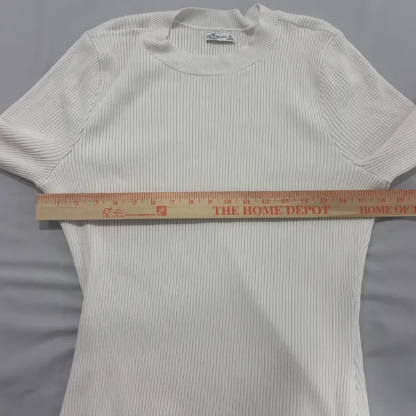 Hollister White Ribbed Knit Long Sleeve Mini Dress XL Crew Neck Bodycon - Image 5