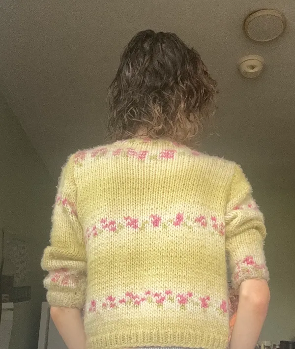 Handmade Vintage Cottage Core Hand Knit Cardigan Sweater - Image 3