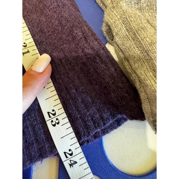 Purple V-Neck Cashmere Angora Wool Blend Sweater Womens Colorblock Knit‎ Preppy - Image 7