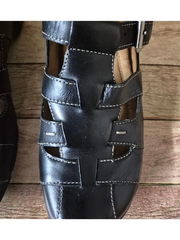 Naturalizer Black Leather Mary Jane Size 7.5M Adjustable Strap Comfort Shoes - Image 3