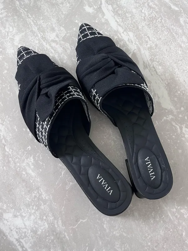 VIVAIA Black and White Mules- Size 41.5 - Image 2