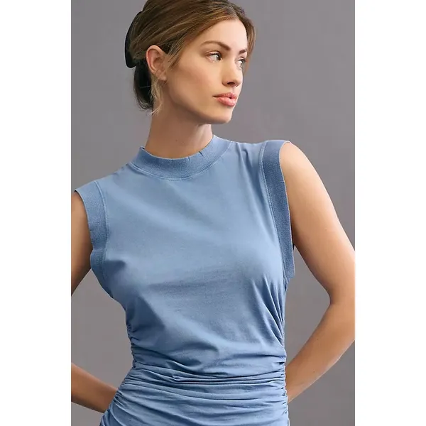 Daily Practice by Anthropologie Blue Tie Up Mini Sun Dress Athletic Size S - Image 3