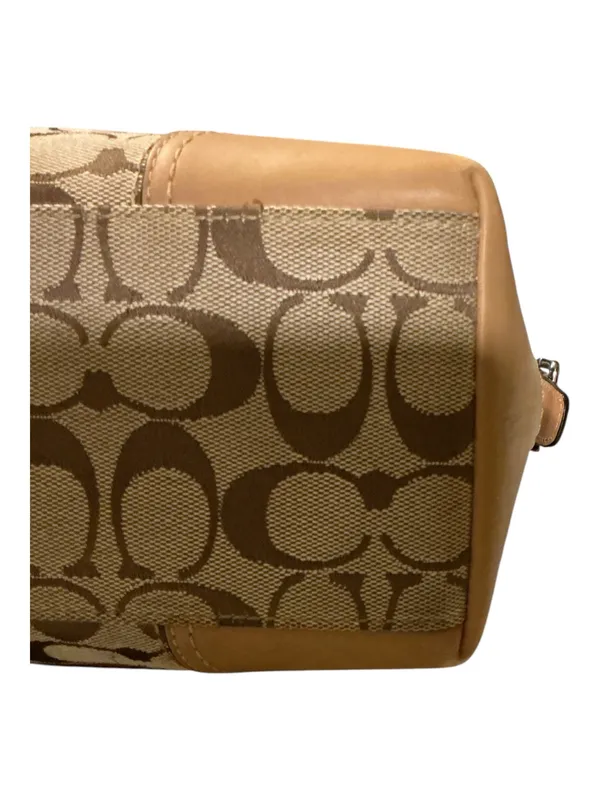 Vintage Coach Hamptons Signature Jacquard Flap Crossbody Bag | Tan Khaki Leather F13066 - Image 4