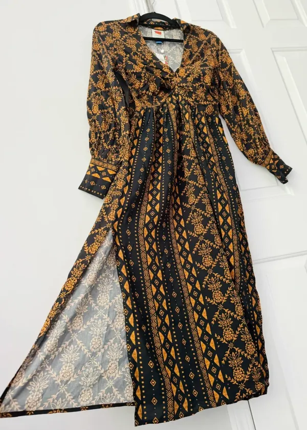 Farm Rio Printed V-Neck Tie Front Midi Dress, Size S - Image 8