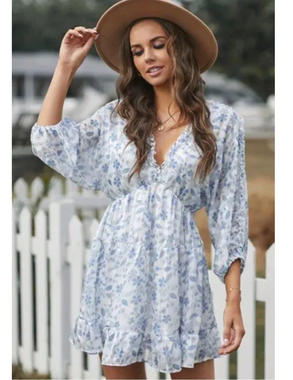 VICI Blue floral Mini dress Small - Image 2