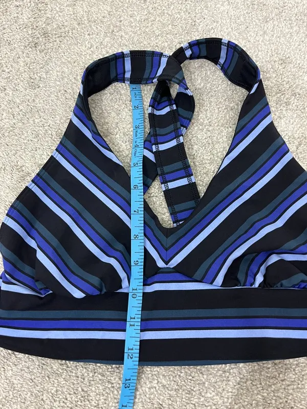 New Free People FP Movement Medium Blue Tonal Stripe Gidget Sports Bra NWT - Image 5