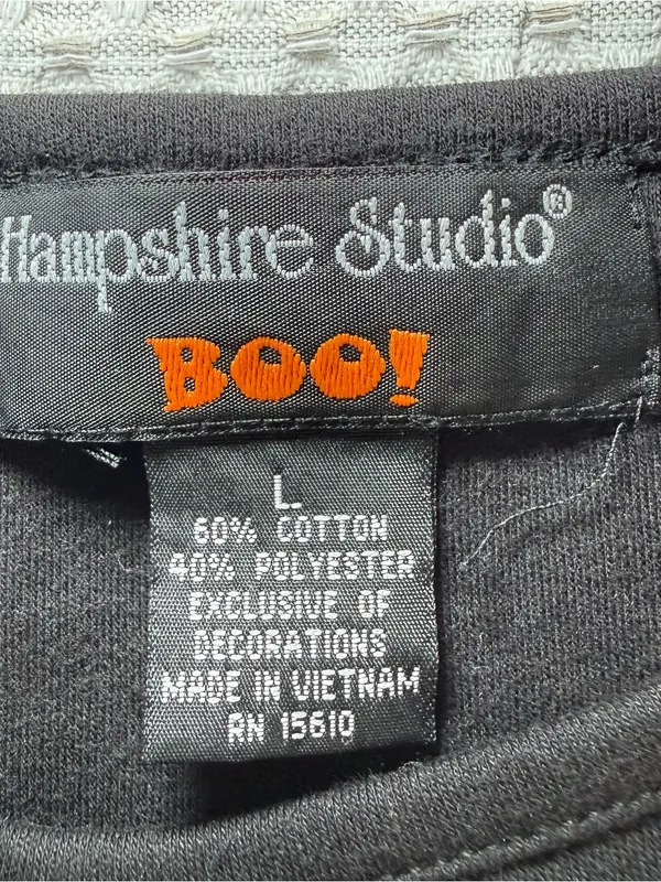 Hampshire Studio Boo Halloween Shirt Womens Large Long Sleeve Spider Web Bling - Image 3