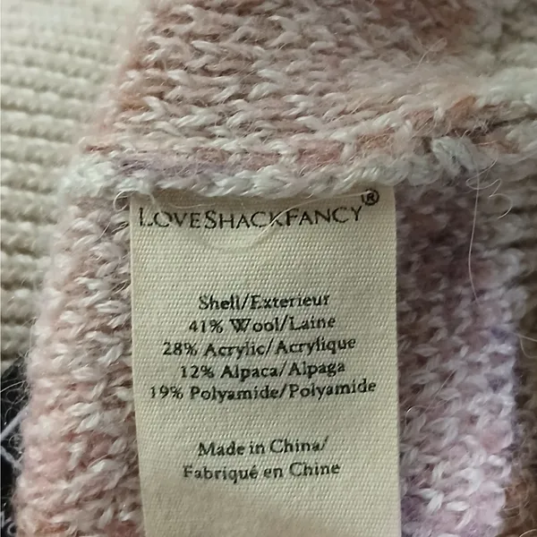 LoveShackFancy Womens Luxury Wool Alpaca Blend Sweater Sz Medium Cottage Knit - Image 8