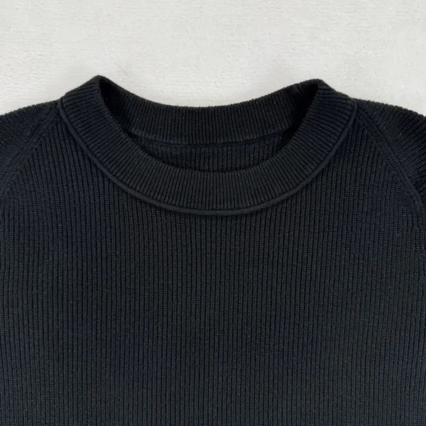 lululemon Ribbed Knit Crewneck Sweater‎ Black Women S LW3HJCS Thumbholes Raglan - Image 7