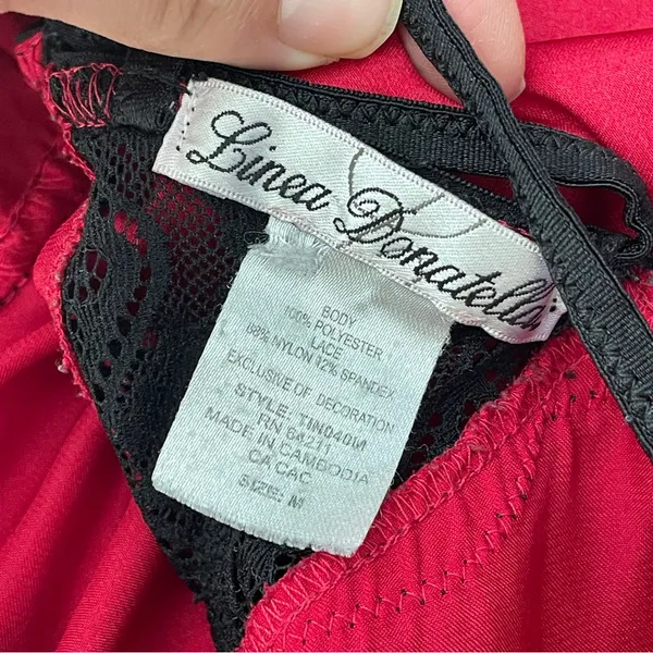 Linea Donatella Y2K Lace Tank Top racerback babydoll womens Black Red medium intimates lingerie - Image 2